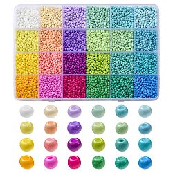 312G 24 Color 8/0 Baking Paint Glass Seed Beads, Round, Mixed Color, 3mm, Hole: 1mm, 13G/color(SEED-YW0002-14)