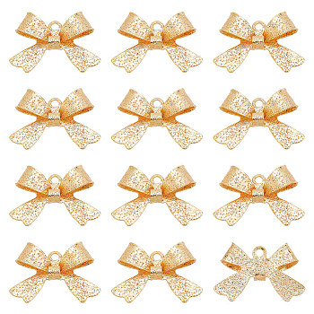 BENECREAT 40Pcs Brass Charms, Nickel Free, Bowknot, Real 18K Gold Plated, 10.5x15x3.5mm, Hole: 1mm