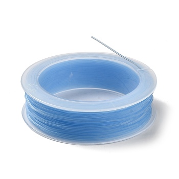 Korean Elastic Crystal Thread, Stretch Bracelet String, Round Beading Cord, Light Sky Blue, 1mm, about 27.34 yards(25m)/roll