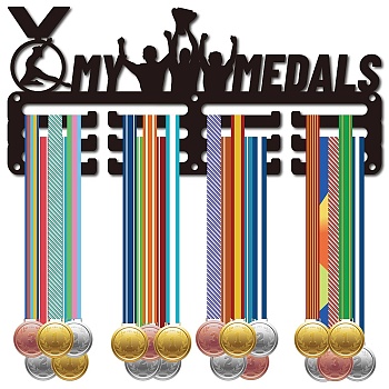 Sports Theme Iron Medal Hanger Holder Display Wall Rack, 3-Line, with Screws, Medal, 130x290mm, Hole: 5mm