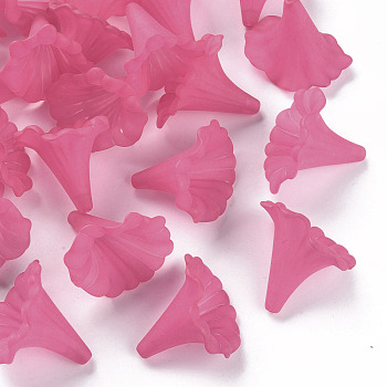 Transparent Acrylic Beads, Calla Lily, Frosted, Dyed, Camellia, 40.5x33x35mm, Hole: 3mm