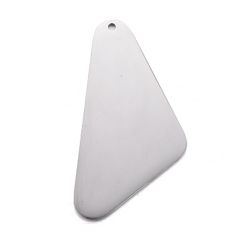 304 Stainless Steel Pendants, Stamping Blank Tag, Triangle, Stainless Steel Color, 38x19x1mm, Hole: 1.2mm