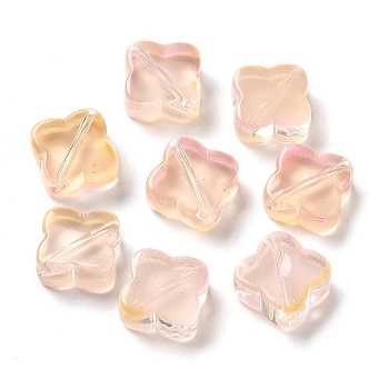 Transparent Glass Beads, Rhombus, Misty Rose, 11.5x11.5x4.5mm, Hole: 1.2mm