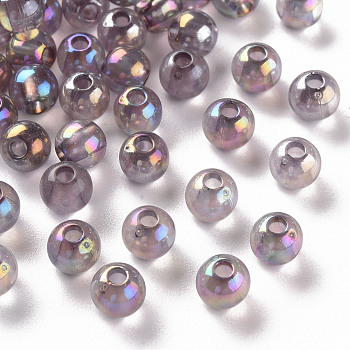 Transparent Acrylic Beads, AB Color Plated, Round, Lavender, 6x5mm, Hole: 1.8mm, about 4400pcs/500g
