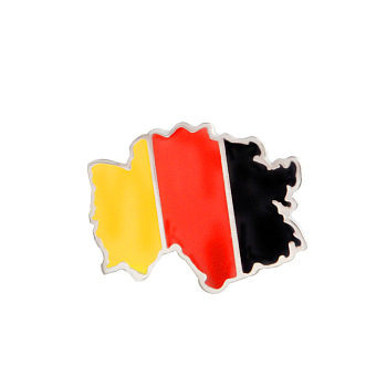 Creative Zinc Alloy Brooches, Enamel Lapel Pin, with Iron Butterfly Clutches or Rubber Clutches,  German Map Shape, Platinum, Colorful, 21x26mm, Pin: 1mm