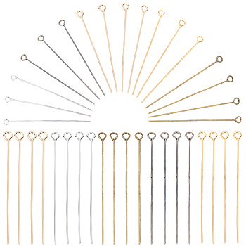 600Pcs 6 Color Brass Eye Pins, DIY Craft Making Supplies, Mixed Color, 50x3.5x0.8mm, Hole: 2mm, 100pcs/color