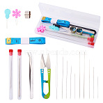 Plastic and Beading Needles Set, Jewelry Tools, with Storage Tube, Thimble Ring, Threader, Scissor, Needle, Mixed Color, 18.2x6.4x2.4cm(TOOL-TAC0010-03)