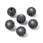 Silicone Beads, Focal Beads, Round with Spider Web Pattern, Black, 15mm, Hole: 3mm(SIL-D011-01B)