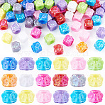 100Pcs Pearlized UV Plating Opaque Acrylic European Beads, Large Hole Beads, Flower, 8.5x8.5x8.5mm, Hole: 5mm(SACR-TA0001-77A)