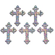 Rainbow Color Alloy Big Pendants, Cadmium Free & Nickel Free & Lead Free, Cross, 74x53x4mm, Hole: 2.5mm(PALLOY-N156-174-NR)