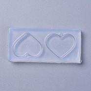 Pendant Silicone Molds, Resin Casting Molds, For UV Resin, Epoxy Resin Jewelry Making, Heart, White, 30x63x5mm, Heart: 24x28mm, Hole: 2.5mm(X-DIY-L026-008)