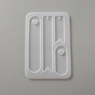 DIY Oval & Flag Bookmark Silicone Molds, Resin Casting Molds, for UV Resin, Epoxy Resin Craft Making, White, 124x79.5x5mm, Hole: 3mm, Inner Diameter: 53~107x16~20mm(DIY-TAC0009-09)