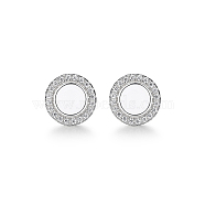 Ring Rhodium Plated 925 Sterling Silver Stud Earrings, with Cubic Zirconia, Platinum, No Size(PB1316-1)