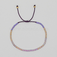 Glass Seed Braided Beaded Bracelets, Adjustable Bracelet, Indigo, 11 inch(28cm)(XC9959-12)
