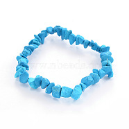 Chips Synthetic Turquoise Beaded Stretch Bracelets, 1-3/4 inch(4.5cm)(BJEW-JB01826-06)