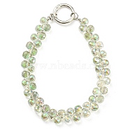 Glass Beaded Mobile Straps, Multifunctional Chain, with Iron Spring Gate Ring, Dark Sea Green, 302~306x14.5mm(HJEW-E010-01P-01)