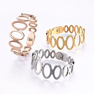 304 Stainless Steel Bangles, Mixed Color, 2-1/4 inch(5.6cm)x1-7/8 inch(4.9cm), 12~24mm(BJEW-P222-15)
