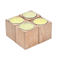 Natural Wood Candle Holder, with Candles inside, Cuboid, PapayaWhip, 5.05~5.30x4.5x4.5cm(AJEW-T002-01A)