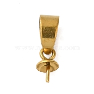 304 Stainless Steel Cup Pearl Peg Bails Pin Pendants, For Half Drilled Beads, Golden, 12mm, Pendant: 7x4mm, Hole: 5x3.5mm, Pin: 0.7mm(STAS-D013-03B-G)