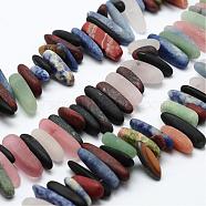 Natural & Synthetic Mixed Gemstone Bead Strands, Irregular Strip, Frosted, 16~26x4~7x5~6mm, Hole: 1mm, 16.14 inch(G-P211)