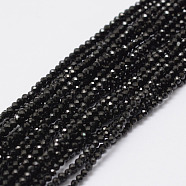 Natural Black Spinel Beads Strands, Round, Faceted, 2mm, Hole: 0.5mm, about 197pcs/strand, 15.7 inch(40cm)(G-E351-01)