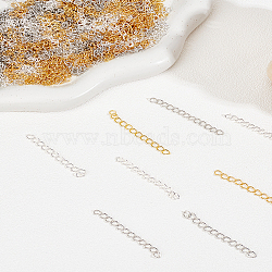 240pcs 3 Colors Zinc Alloy Chain Extender, Mixed Color, 50x4x1mm, Hole: 3x2mm, 80pcs/color(FIND-LP0002-90)