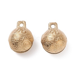 Brass Bell Pendants, Round with Tiger Face, Raw(Unplated), 27x22x17mm, Hole: 3mm(KKB-A003-22mm)