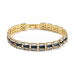 Rack Plating Brass Rectangle Link Bracelet, Cubic Zirconia Tennis Bracelets, Long-Lasting Plated, Cadmium Free & Lead Free, Real 18K Gold Plated, Inner Diameter: 7-1/2 inch(19cm)(BJEW-Q771-09G)