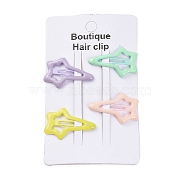 Star Spray Painted Iron Snap Hair Clip for Girls, Mixed Color, 20.5x31.5x3mm, 4pcs/card(PHAR-A011-21)