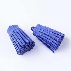 Faux Suede Cord Tassel Pendant Decorations, Blue, 34x14~15mm, Hole: 3mm(FIND-T001-08)