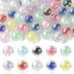 50Pcs Transparent Acrylic Beads, Bead in Bead, Round, Mixed Color, 16x15mm, Hole: 2.5mm(OACR-CJ0001-37)