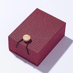 Burlap and Cloth Pendant Necklace Boxes, Rectangle, Dark Red, 10.5x7.6x4.3cm(OBOX-D004-01)