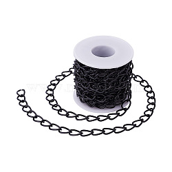 Decorative Chain Aluminium Twisted Chains Curb Chains, Unwelded, with Plastic Spools, Electrophoresis Black, 15x10x2mm, 5merers(CHA-YS0001-06)