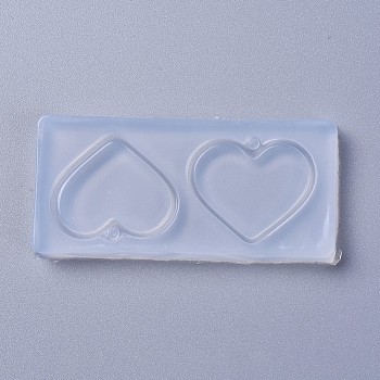 Pendant Silicone Molds, Resin Casting Molds, For UV Resin, Epoxy Resin Jewelry Making, Heart, White, 30x63x5mm, Heart: 24x28mm, Hole: 2.5mm