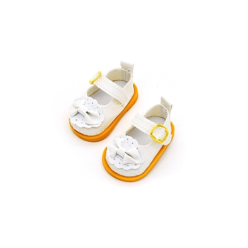 PU Leather Bowknot Shoes, for American 18 inch Girl Dolls Accessories, White, 55x30mm