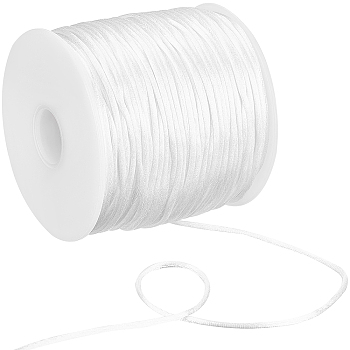 Nylon Thread, Rattail Satin Cord, White, about 1mm, about 76.55 yards(70m)/roll, 1roll/bag