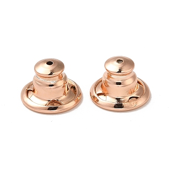 Rack Plating Brass Ear Nuts, Bullet Ear Nuts, Long-Lasting Plated, Rose Gold, 10x7mm, Hole: 0.7mm
