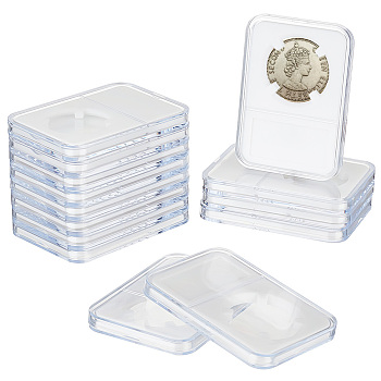 Plastic Coin Storage Box, Rectangle, White, 84x59x8mm