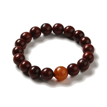 Wood Bead Bracelets, Buddhist Jewelry, Stretch Bracelets, Coconut Brown, Inner Diameter: 1-7/8 inch(4.9cm)