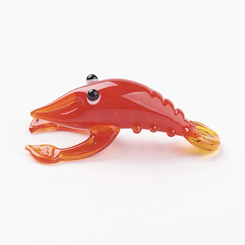 Home Decorations, Handmade Lampwork Display Decorations, Lobster, Red, 28~32x15~16x11mm