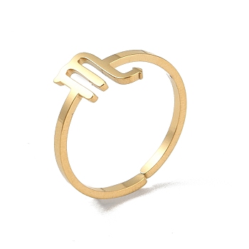 Real 18K Gold Plated 304 Stainless Steel Adjustable Finger Ring, Constellations Open Cuff Rings for Women, Scorpio, Adjustable, Surface: 6.5~9x6.5~12mm