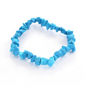 Chips Synthetic Turquoise Beaded Stretch Bracelets, 1-3/4 inch(4.5cm)