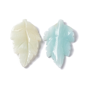 Natural Flower Amazonite Pendants, Leaf Charms, 41.5x25~26x5mm, Hole: 0.8mm