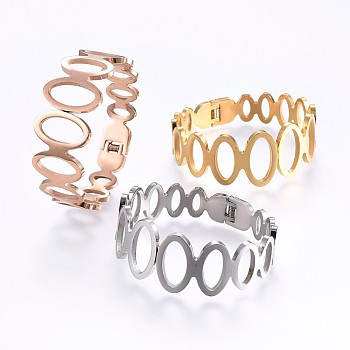 304 Stainless Steel Bangles, Mixed Color, 2-1/4 inch(5.6cm)x1-7/8 inch(4.9cm), 12~24mm