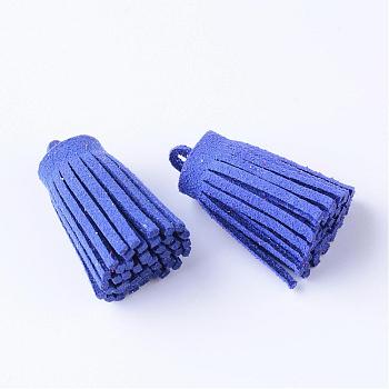 Faux Suede Cord Tassel Pendant Decorations, Blue, 34x14~15mm, Hole: 3mm