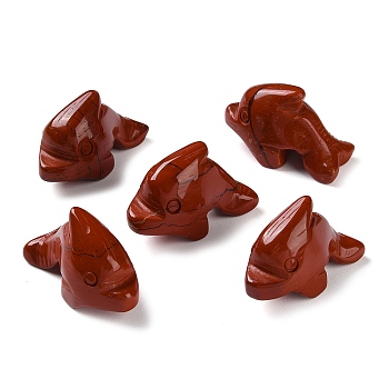 Natural Red Jasper Carved Healing Dolphin Figurines, Reiki Energy Stone Display Decorations, 25~27x13x17~19mm