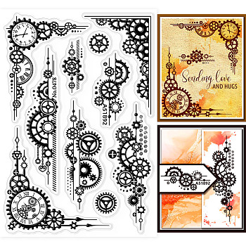 Custom PVC Plastic Clear Stamps, for DIY Scrapbooking, Photo Album Decorative, Cards Making, Gear, 160x110x3mm