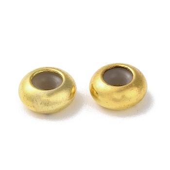 Brass Spacer Beads, with Silicone Inside, Slider Beads, Stopper Beads, Rondelle, Golden, 8x4mm, Hole: 2.5mm