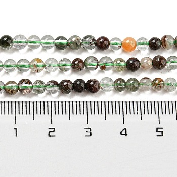 Natural Green Lodolite Quartz/Garden Quartz Beads Strands, Round, Grade A, 4mm, Hole: 0.5mm, about 100~101pcs/strand, 15.35 inch(39cm)