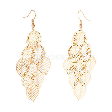 2 Pairs 2 Colors Alloy Aspen Leaf Chandelier Earrings(EJEW-AN0001-49)-3